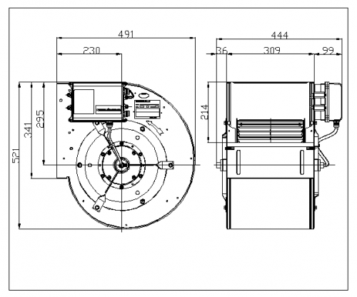 Ventilator centrifugal incorporabil DDMP 12/9  M6A4 DA8 230V-1F + DRIVER