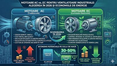 Motoare EC vs. Motoare AC pentru Ventilatoare Industriale: Ce Alegi în 2026 și Cât Economisești?