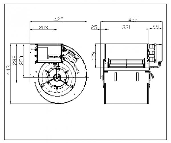 Ventilator centrifugal incorporabil DDMP 10/10 M6A4 DA8 230V-1F + DRIVER