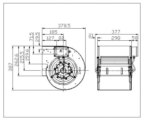 Ventilator centrifugal DDM 9/9 E6G3501 1F 4P 