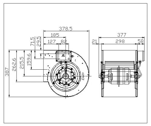 Ventilator centrifugal DDM 9/9 E6G3405 1F 4P 