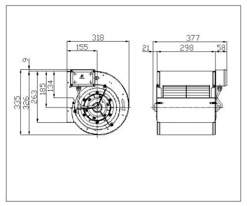 Ventilator centrifugal DDM 8/9 T E6G3405  1F 