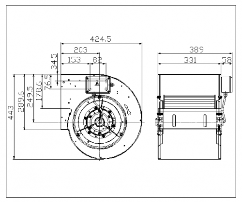 Ventilator centrifugal DDM 10/10 E6G3704 1F 4P