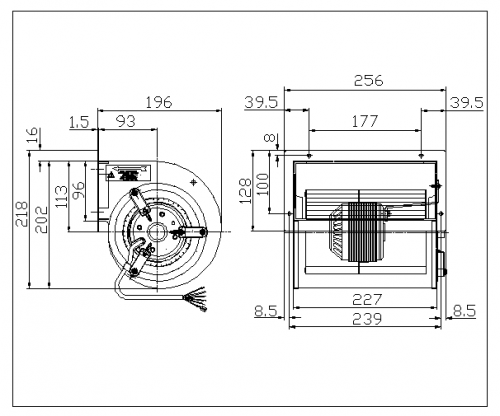 Ventilator centrifugal  DDM 133/190 7725A6 1F 2P
