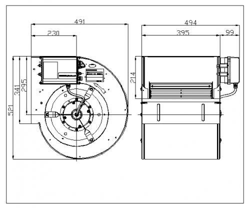 Ventilator centrifugal incorporabil DDMP 12/12  M6A4 DA8 230V-1F + DRIVER