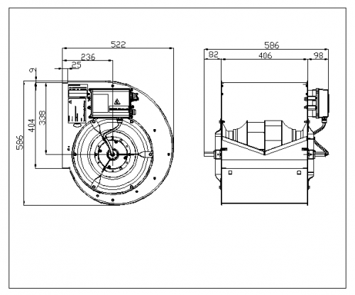 Ventilator centrifugal incorporabil RDP 315 EC motor 1 kW 1~230 V
