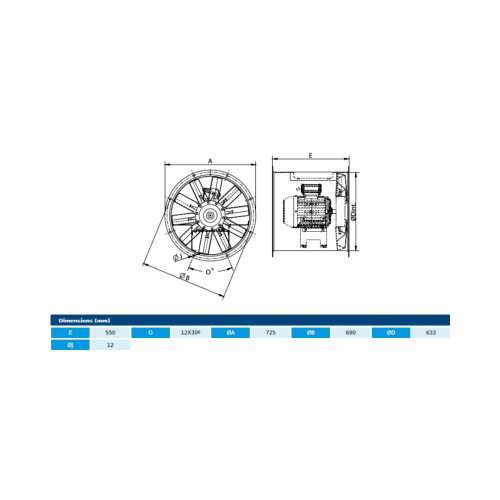 Ventilator rezistent la foc 400ºC-2h - HMF 80 T4 2,2kW